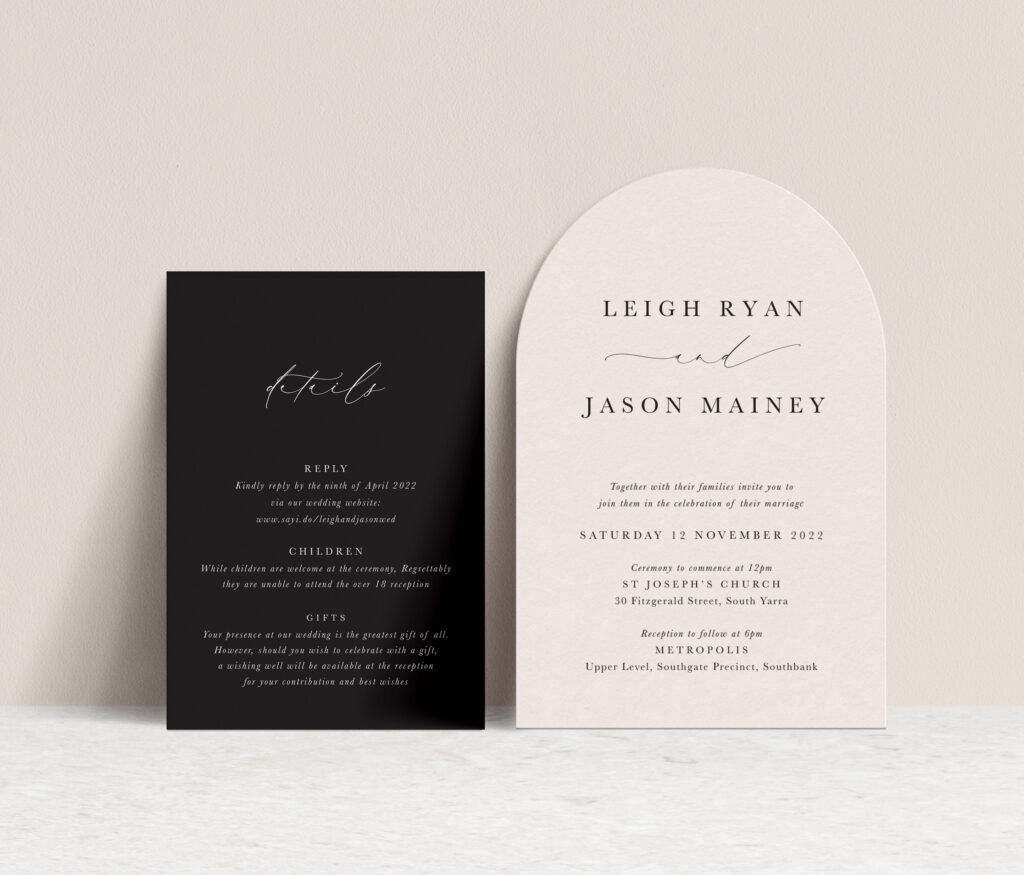 Wedding Invitations Australia Etienne black