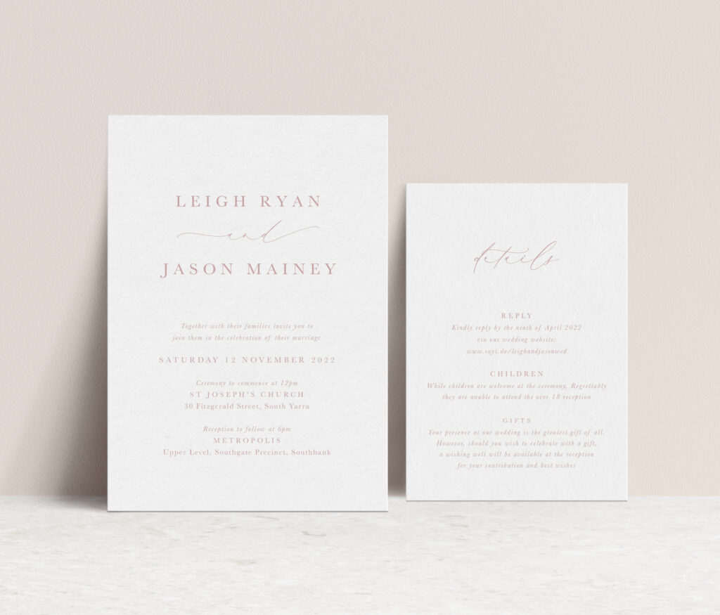 Wedding Invitations Australia Etienne blush